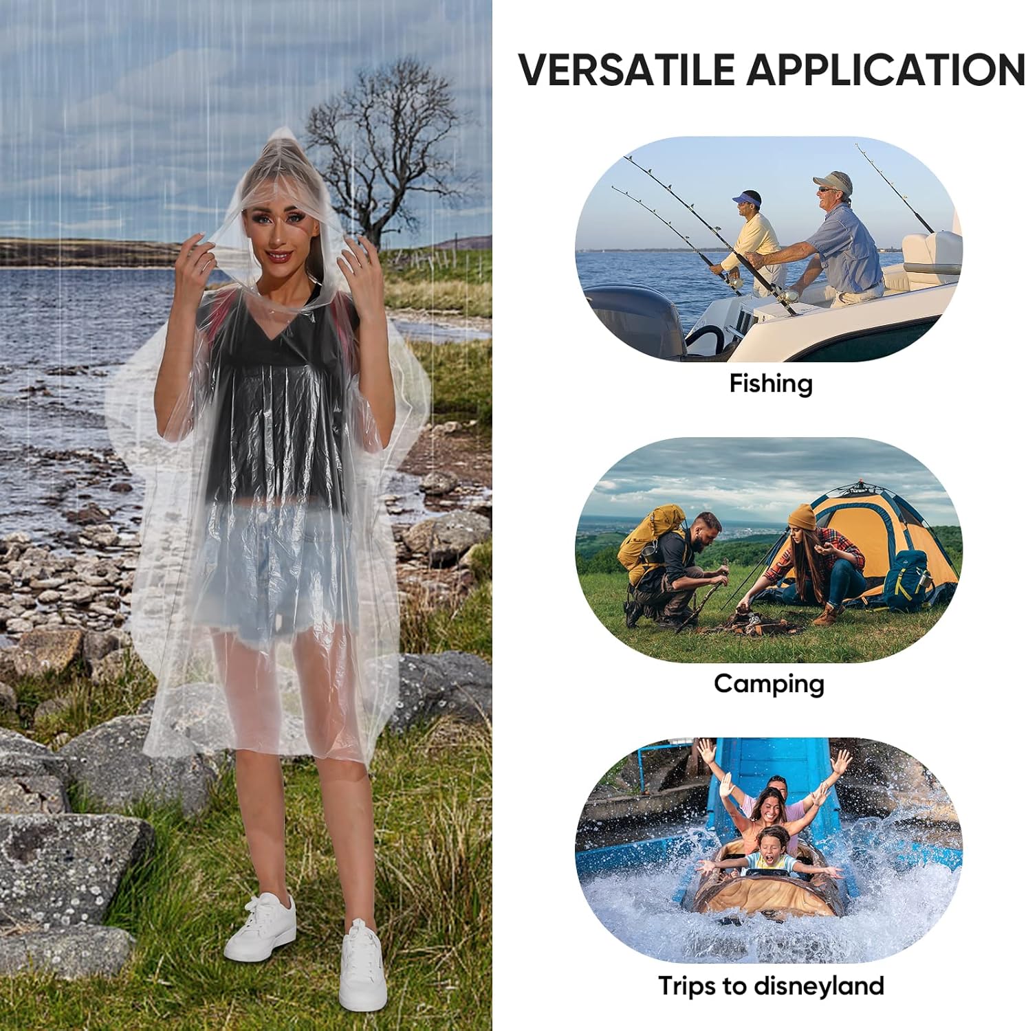 APEXUP Disposable Rain Ponchos for Adults - Waterproof Durable