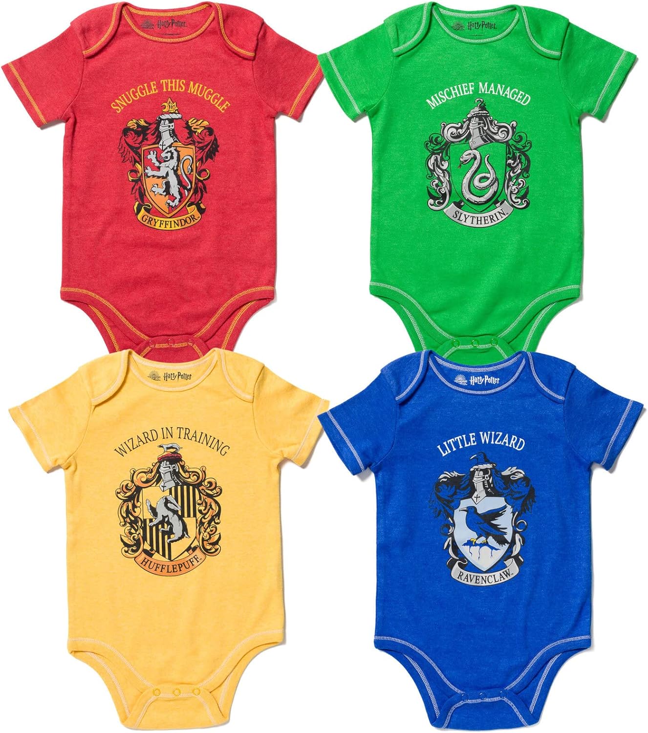 Harry Potter Baby 4-Pack Bodysuits - Easy 3-Snap Closure