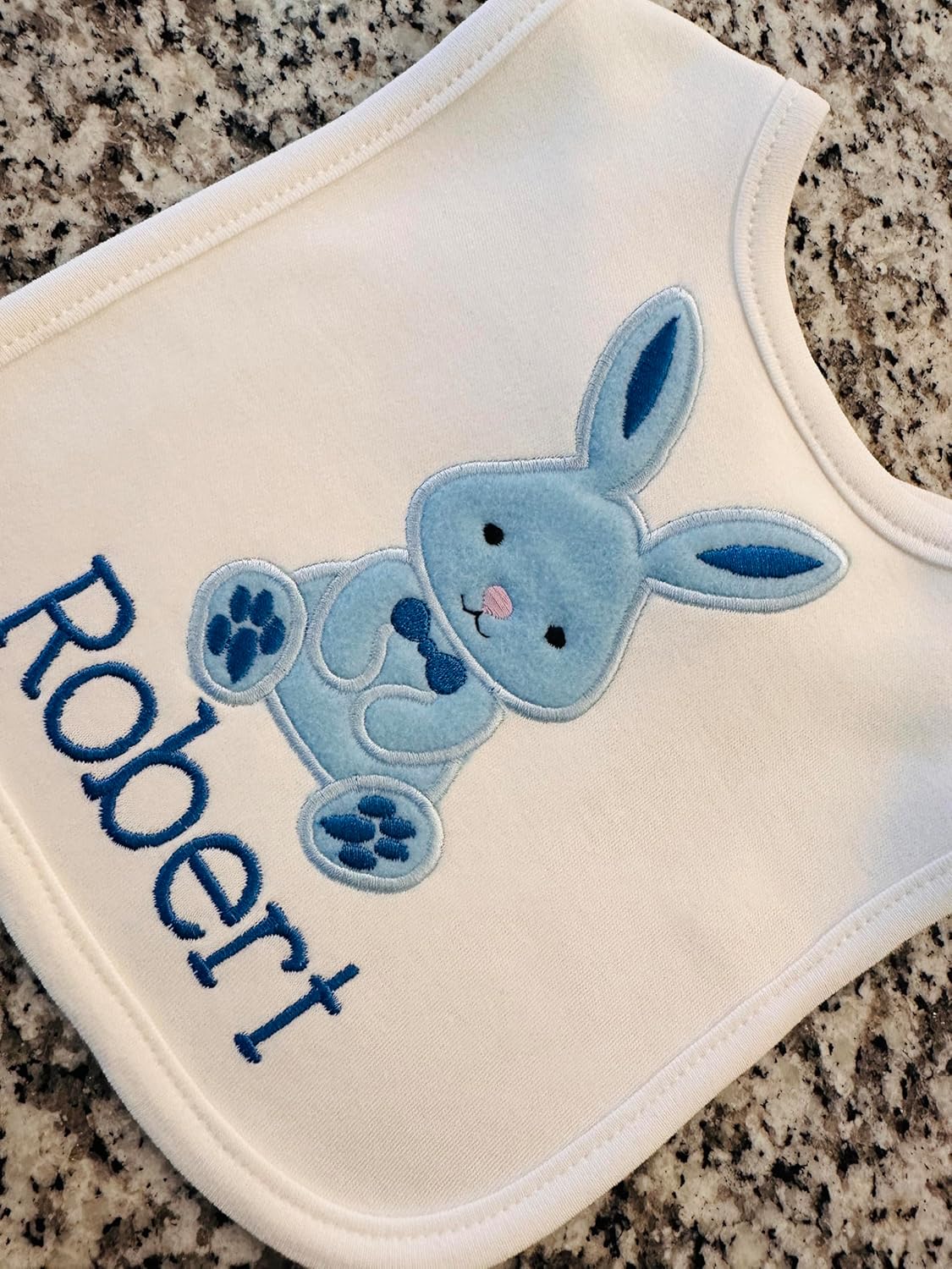 First Easter Bunny Bib for Baby BOYS - Personalized with Baby Name